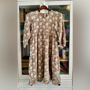 Rylee + Cru Moss & Cream Floral Long Sleeve Dress -  Green Garden Gillian